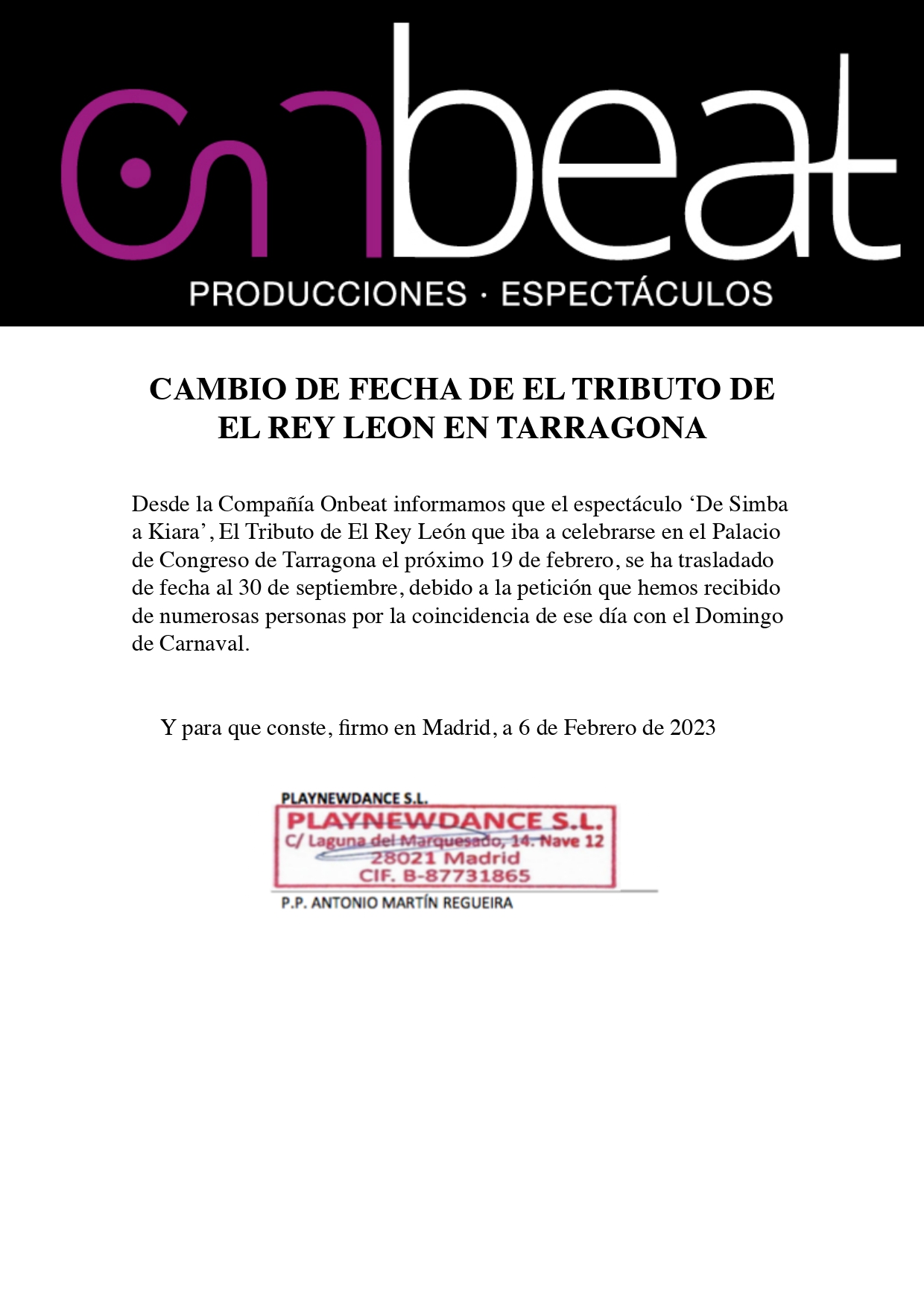 Cambio fecha tarragona page 0001 - Palau Firal i de Congressos de Tarragona